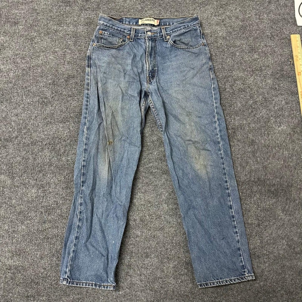 Levi's Jeans Mens Size 32 Blue 550 Relaxed Fit Tapered Leg Cotton Denim Stained